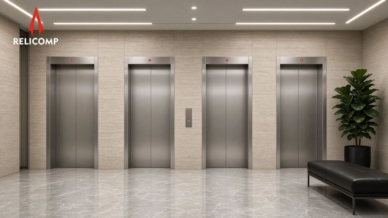 Commercial Elevators for Offices & Workplaces: elevator lobby and core